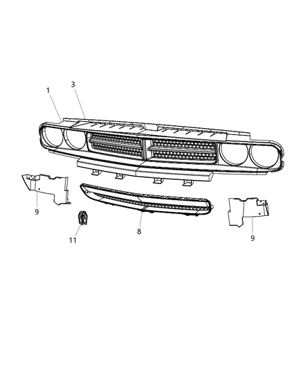 2011 Dodge Challenger Grille-Radiator Diagram for 68109855AA