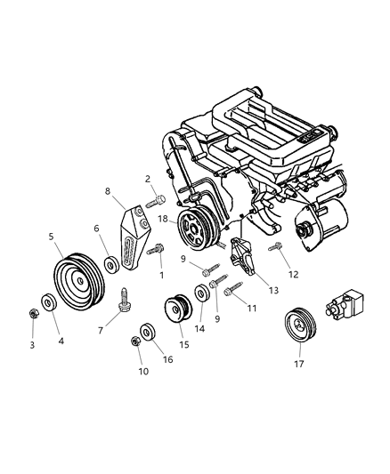 2001 Chrysler Prowler Pulley & Related Parts Diagram