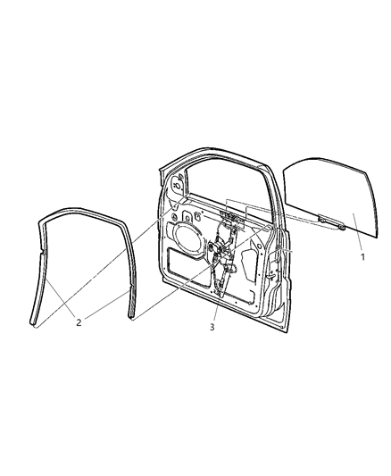 2005 Jeep Grand Cherokee Channel-Front Door Glass Diagram for 55394359AC