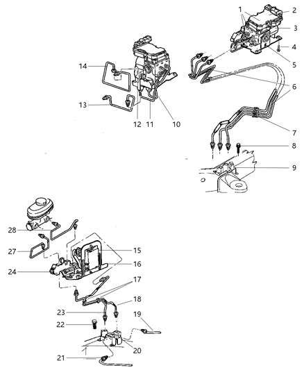 2001 Dodge Durango Abs Anti-Lock Brake Control Module Unit Diagram for 52010397AH