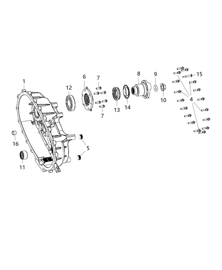 2007 Jeep Wrangler Rear Case & Related Parts Diagram 7