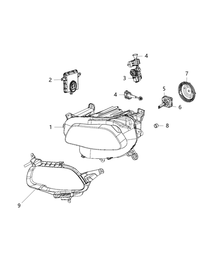 2014 Jeep Cherokee Closeout-HEADLAMP Diagram for 68210399AA