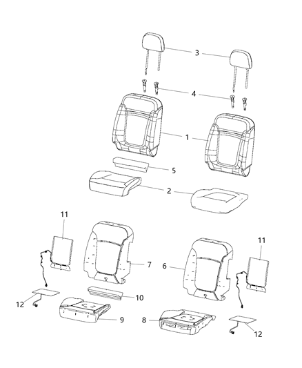 2016 Jeep Renegade HEADREST-Front Diagram for 5YS18PS4AA