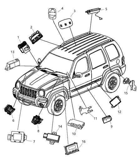 2005 Jeep Liberty Module-Receiver Diagram for 56053020AE