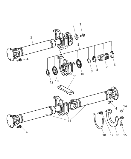 2003 Dodge Sprinter 3500 Rear Section Rear Drive Shaft Diagram for 5104084AA