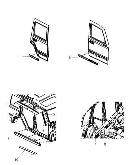 2007 Jeep Commander Molding - Doors/Sills Diagram