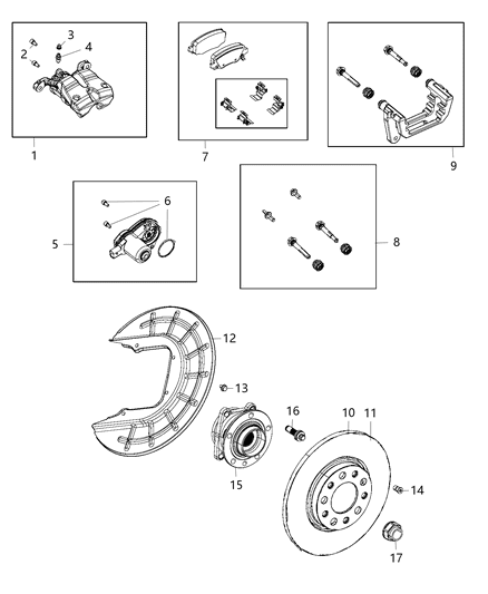 2020 Jeep Compass Rear Disc Brake Pad Kit Diagram for 68353597AA