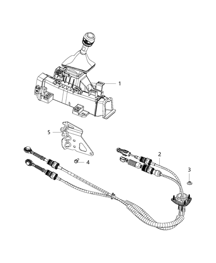 2020 Jeep Wrangler Gearshift Lever , Cable And Bracket Diagram