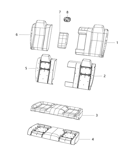 2015 Dodge Challenger Rear Seat Back Cover Right Diagram for 5XH92LR5AA