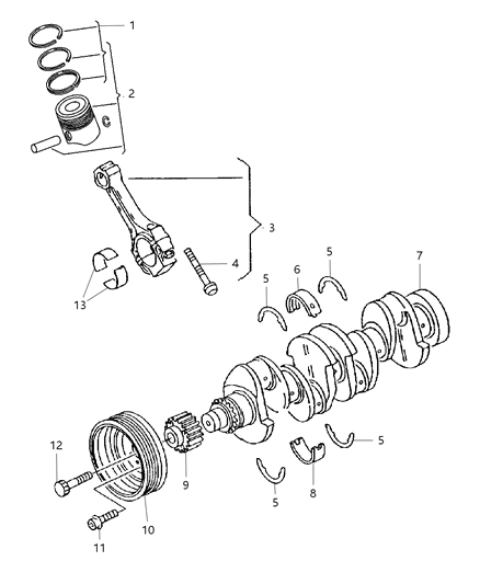 2008 Dodge Caliber Pistons , Piston Rings , Connecting Rods & Connecting Rod Bearing Diagram 3
