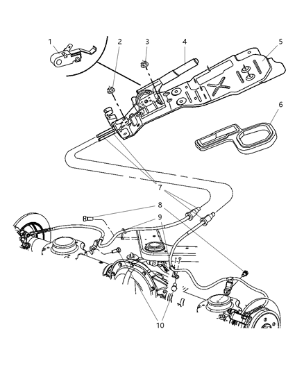 2005 Jeep Liberty Parking Brake Lever & Cables Diagram