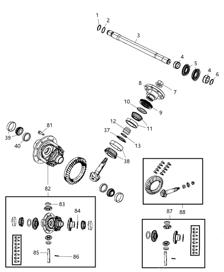 2009 Dodge Nitro Differential Assembly, Front Diagram