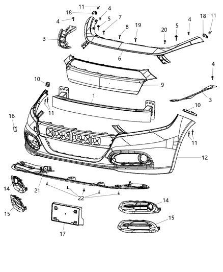 2013 Dodge Dart Fascia, Front Diagram