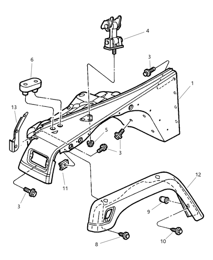 1998 Jeep Wrangler Fender And Flare, Front Diagram
