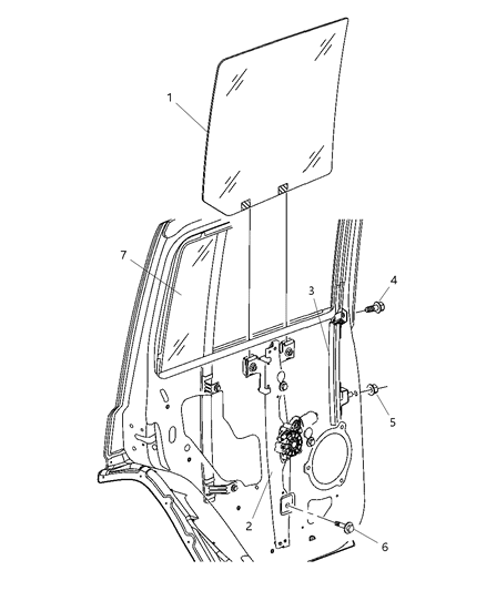 2006 Jeep Commander Channel-Rear Door Glass Lower Diagram for 55369231AB