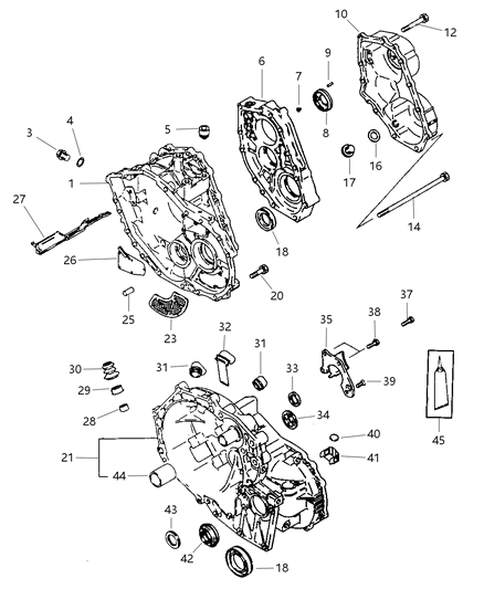 1997 Dodge Avenger Case , Transaxle & Related Parts Diagram 1