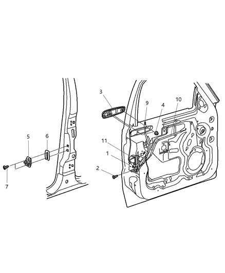 2006 Jeep Liberty Front Door Latch Diagram for 55360611AE