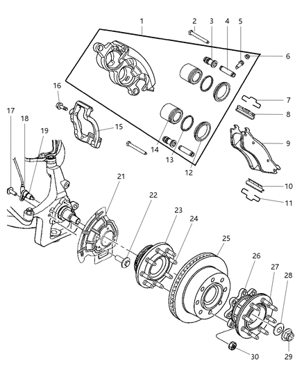 2000 Dodge Ram 3500 Clamp-Brake Anti-RATTLE Diagram for 5066245AA