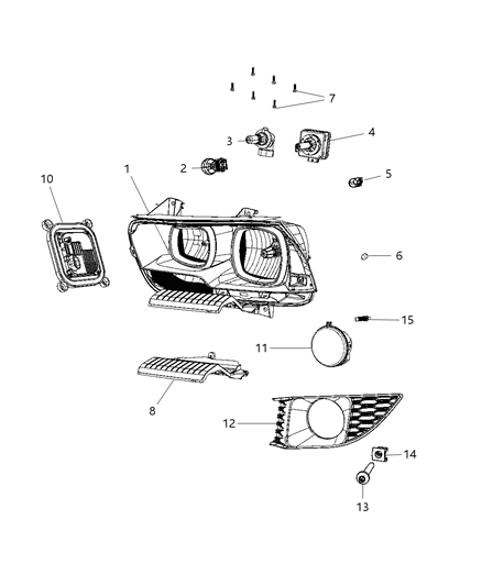 2011 Dodge Charger Headlight Left Diagram for 2AME10410A