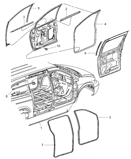 2005 Chrysler Town & Country WEATHERSTRIP-Front Door Glass Diagram for 4894125AE