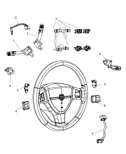 2009 Jeep Grand Cherokee Switches - Steering Column & Wheel Diagram