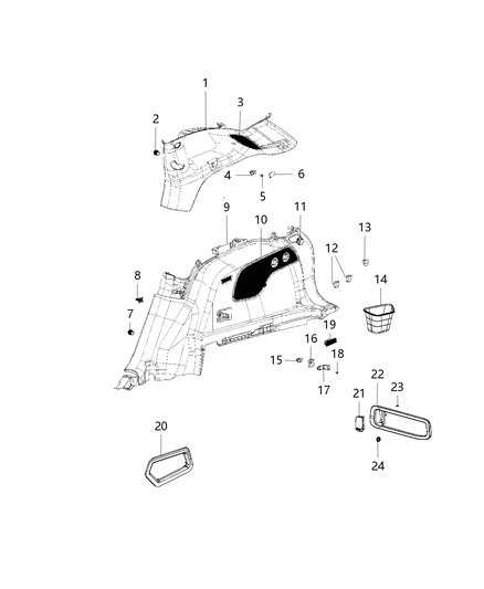 2014 Jeep Cherokee Panel-Screw Cover Diagram for 5LT15DX9AA