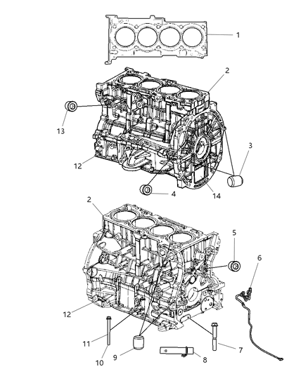 2008 Dodge Caliber Engine Cylinder Block And Hardware Diagram 4
