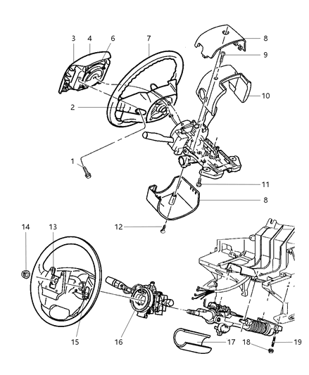 1999 Jeep Grand Cherokee Steering Wheel Assembly Diagram