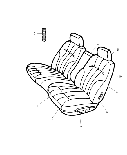 2002 Chrysler Concorde Front Seat Cushion Diagram for UF801L5AA