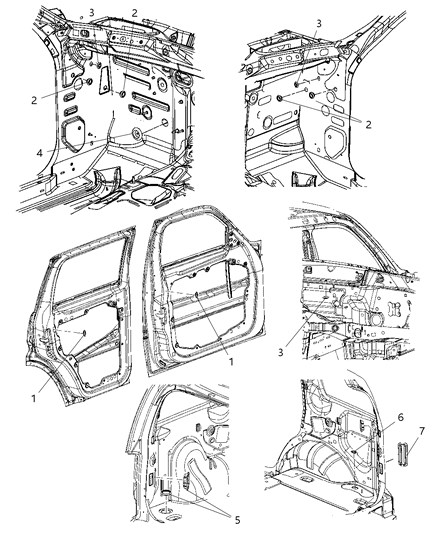 2008 Jeep Liberty Hood, Doors, Decklid, Tailgate, & Liftgate Plugs Diagram