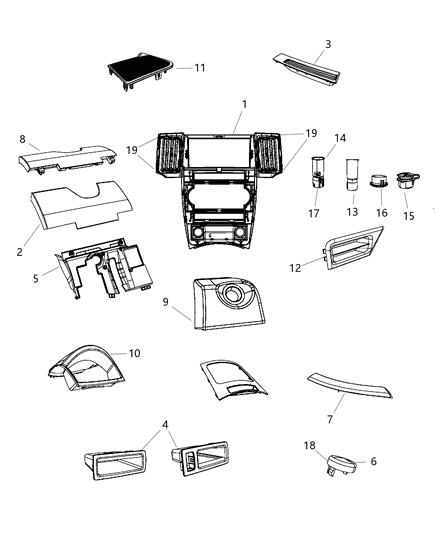 2008 Jeep Grand Cherokee BOX/BIN-Instrument Panel Diagram for 1EJ30XDVAD
