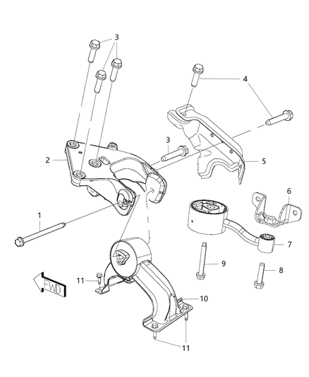 2012 Chrysler Town & Country Engine Mounting Rear Diagram 1