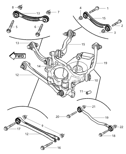 2012 Dodge Challenger Suspension - Rear Links, Knuckles Diagram