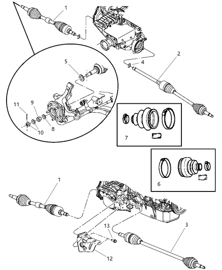 2005 Chrysler Pacifica Boot-Half Shaft Diagram for 5161251AA