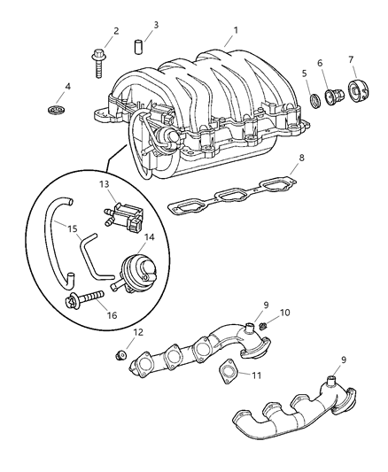 2005 Chrysler Crossfire Nut-Exhaust Manifold Diagram for 6104728AA