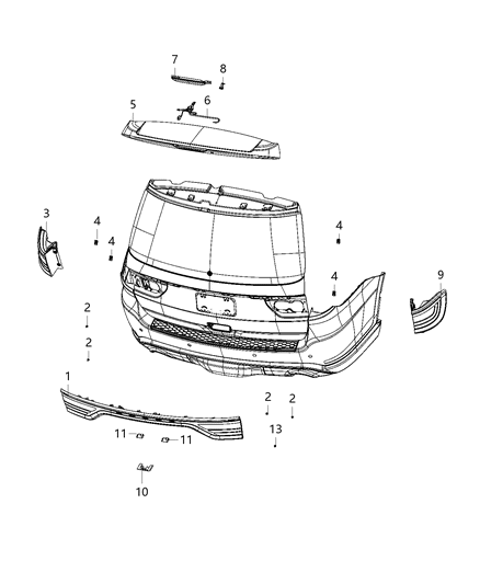 2021 Dodge Durango Lamps - Rear Diagram