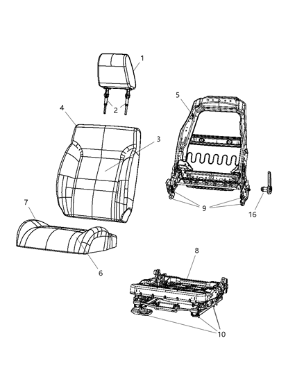 2009 Jeep Liberty Front Seat - Bucket Diagram 1