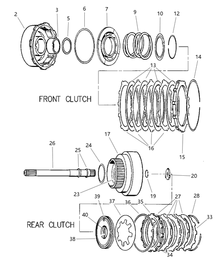 1997 Jeep Grand Cherokee Clutch, Front & Rear Diagram