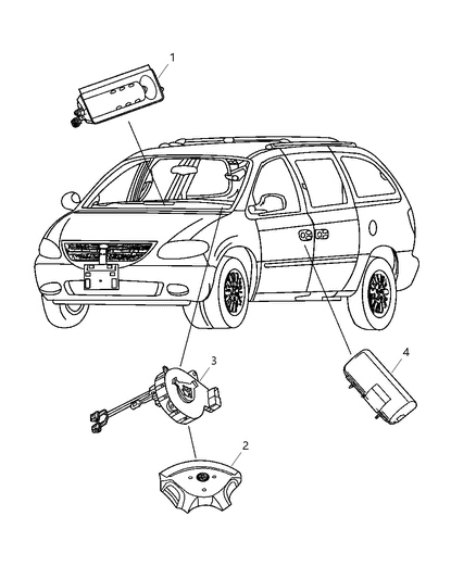 2004 Chrysler Town & Country Driver Air Bag Diagram for WC721P7AC