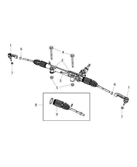 2009 Dodge Nitro Tie Rod-Outer Diagram for 52125366AA