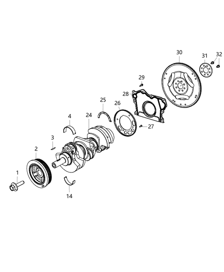 2014 Ram 1500 Crankshaft , Crankshaft Bearings , Damper And Flywheel Diagram 2
