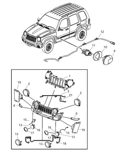 2007 Jeep Liberty Lamp-Front Combination Diagram for 55156766AE