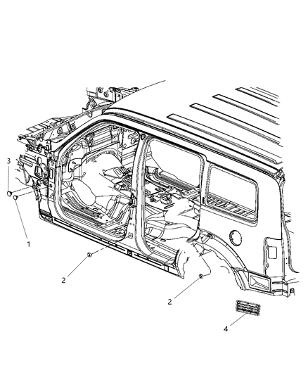 2009 Jeep Liberty Body Plugs & Exhauster Diagram