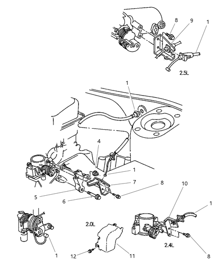1999 Chrysler Sebring Cable-Throttle Control Diagram for 4669914