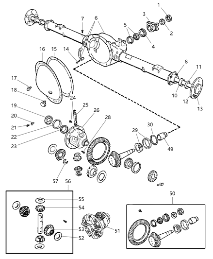 2004 Dodge Dakota Axle, Rear, With Differential And Housing Diagram 2