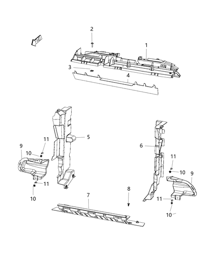 2014 Jeep Cherokee Radiator Shields, Seals, Baffles Diagram