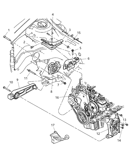 2003 Dodge Neon Front - Engine Mounting Diagram 2