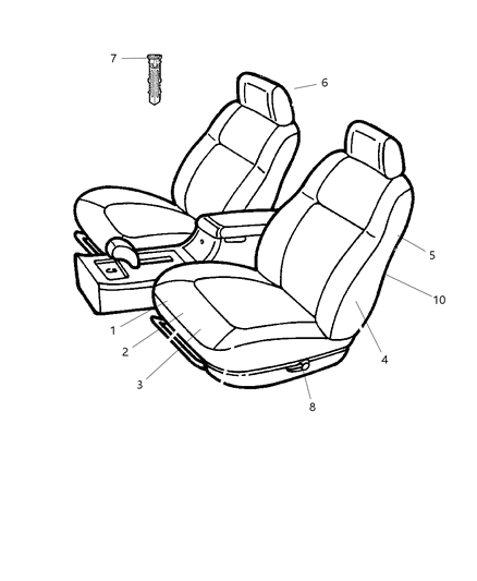 2003 Dodge Intrepid Seat Back-Front Diagram for XX221T5AA