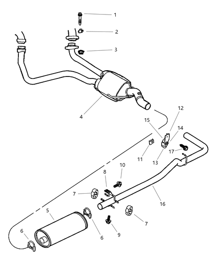 2002 Dodge Ram Wagon Exhaust Tail Pipe Diagram for E0055203