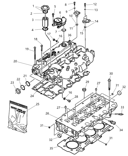 2004 Jeep Liberty Gasket-Cylinder Head Diagram for 5072677AA